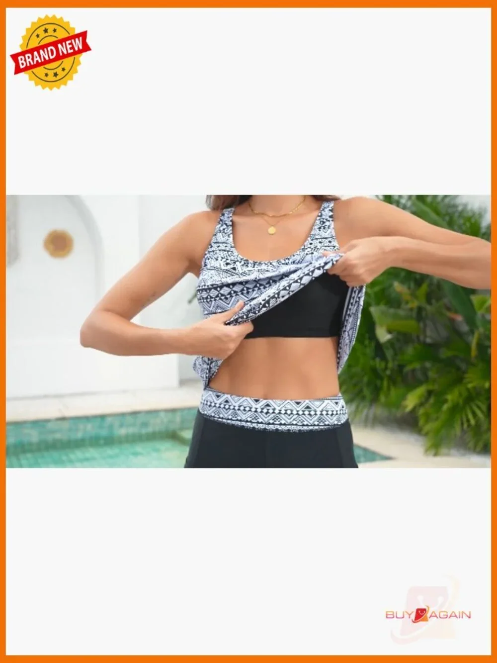 Tankini with Boy-Leg Shorts Blouson Athletic Bathing Suit 2 Piece